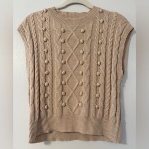 Debut Tan Cable Knit Sweater Vest